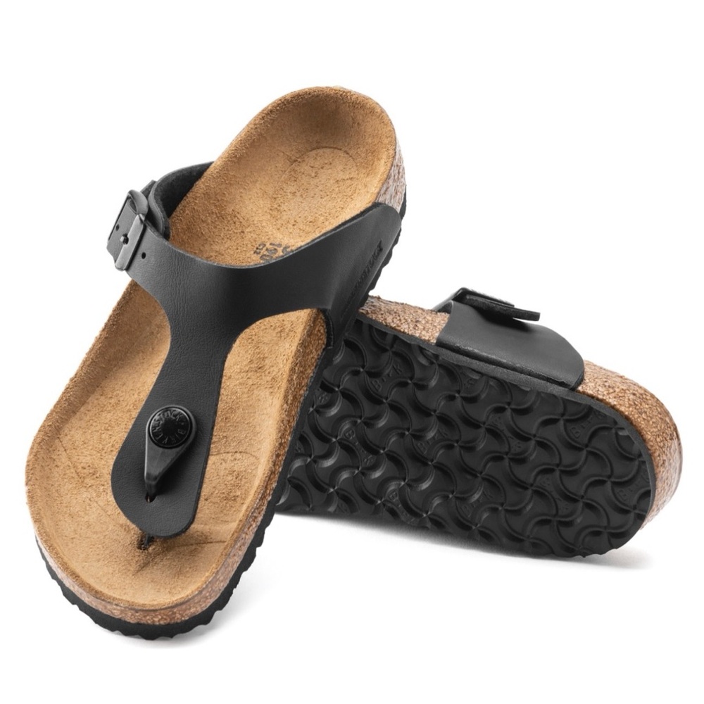 Birkenstock Kids Sz 2 2.5 Black Gizah Birko-Flor Sandals Suede Cork